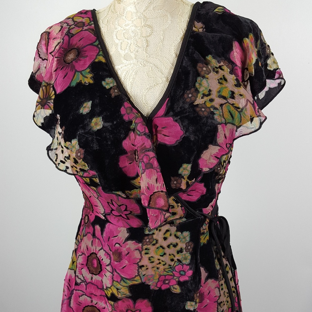 BAND OF GYPSIES SHEER FLORAL BURNOUT DRESS SMALL